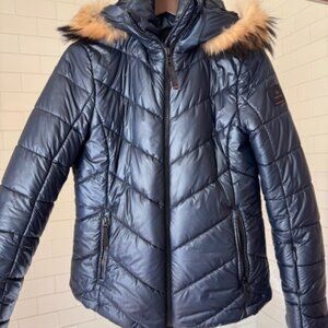 Bogner Fire + Ice Sassy2-D Down Ski Jacket-Navy-Detachable Fur & Hood-MSRP $850